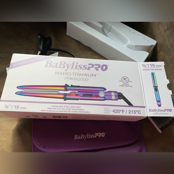 NWOT BaBylissPRO Limited Edition Mini Prima Flat Iron Iridescent Oil Slick - Picture 10 of 16